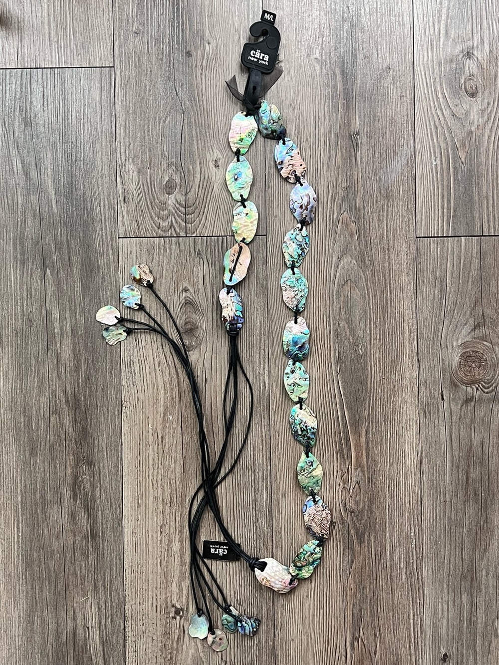 Cara New York Iridescent Abalone Shell Tie Belt